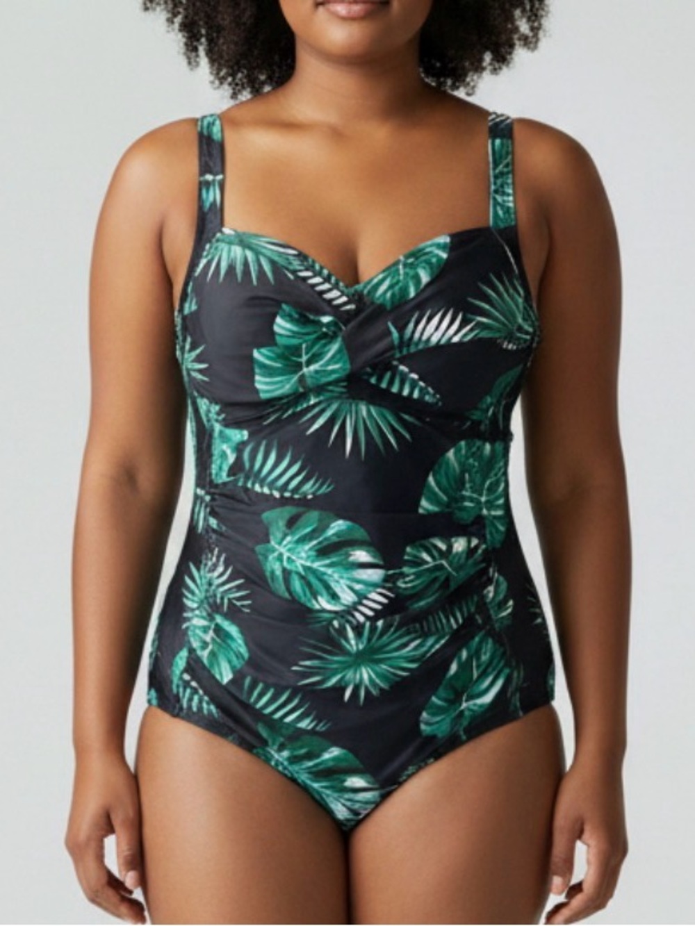 Tropical Leaf Print Retro-Style Swimsuit